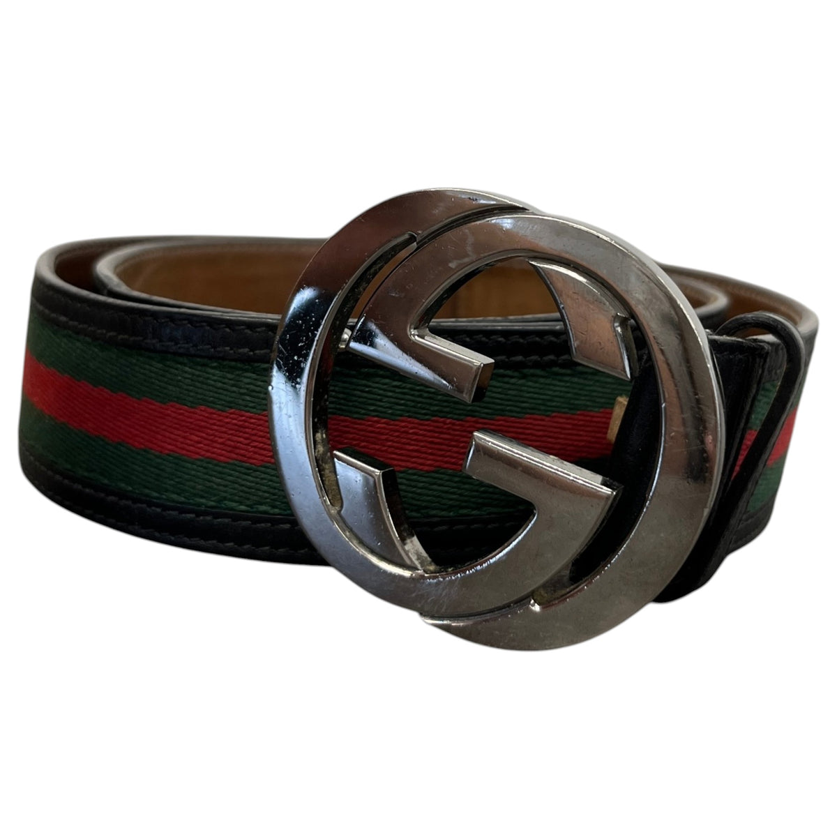 Men's Interlocking G Web Belt Black Size 32" - Photo 1