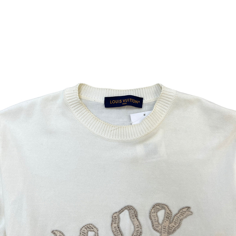 Men's Embroidered Logo T-Shirt Cream Size M