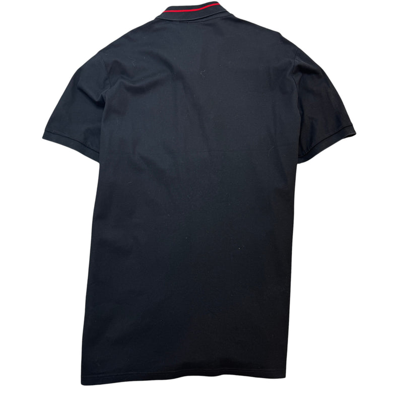 Men's Plaque Logo Polo Shirt Black Size XXL