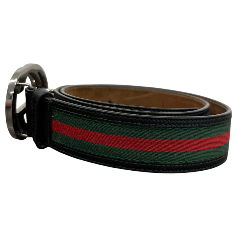 Men's Interlocking G Web Belt Black Size 32"