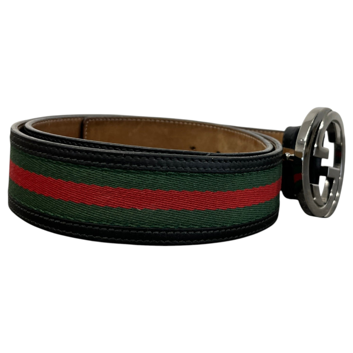 Men's Interlocking G Web Belt Black Size 32" - Photo 3
