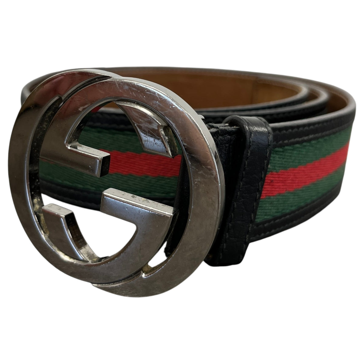 Men's Interlocking G Web Belt Black Size 32" - Photo 5