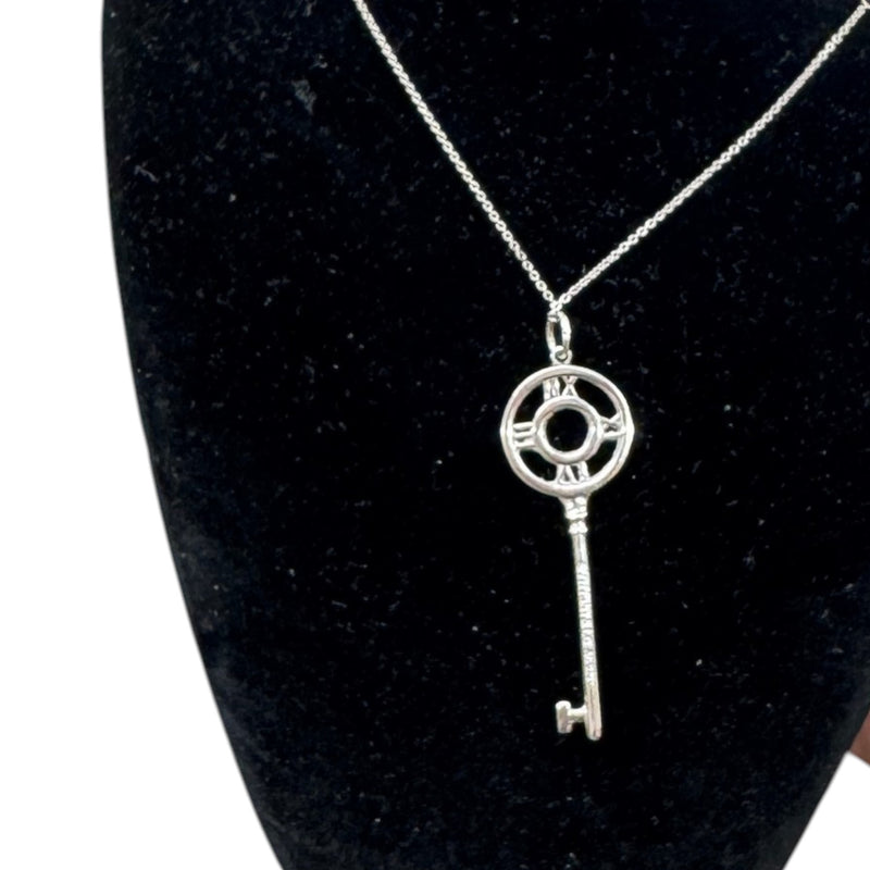Women's Atlas Key Pendant Necklace Silver