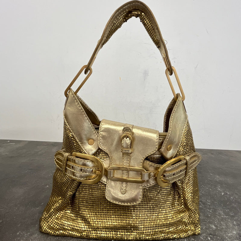 Women's Chainmail Tulita Shoulder Hobo Handbag Gold