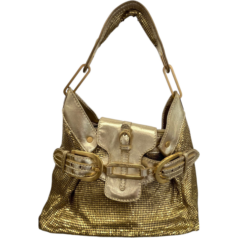 Women's Chainmail Tulita Shoulder Hobo Handbag Gold