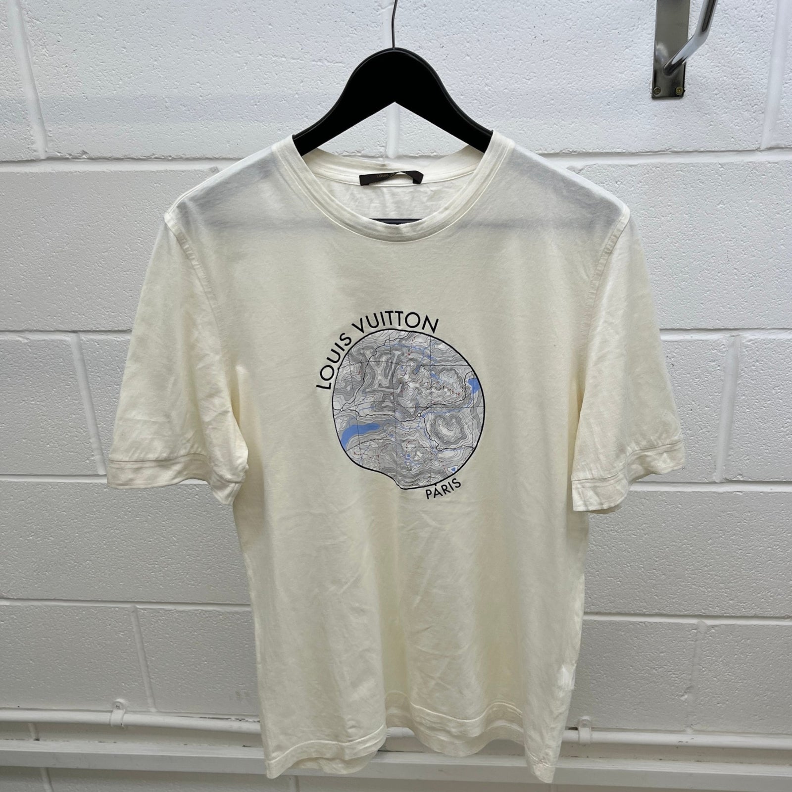 Men's Topographical T-Shirt White Size L - Photo 8