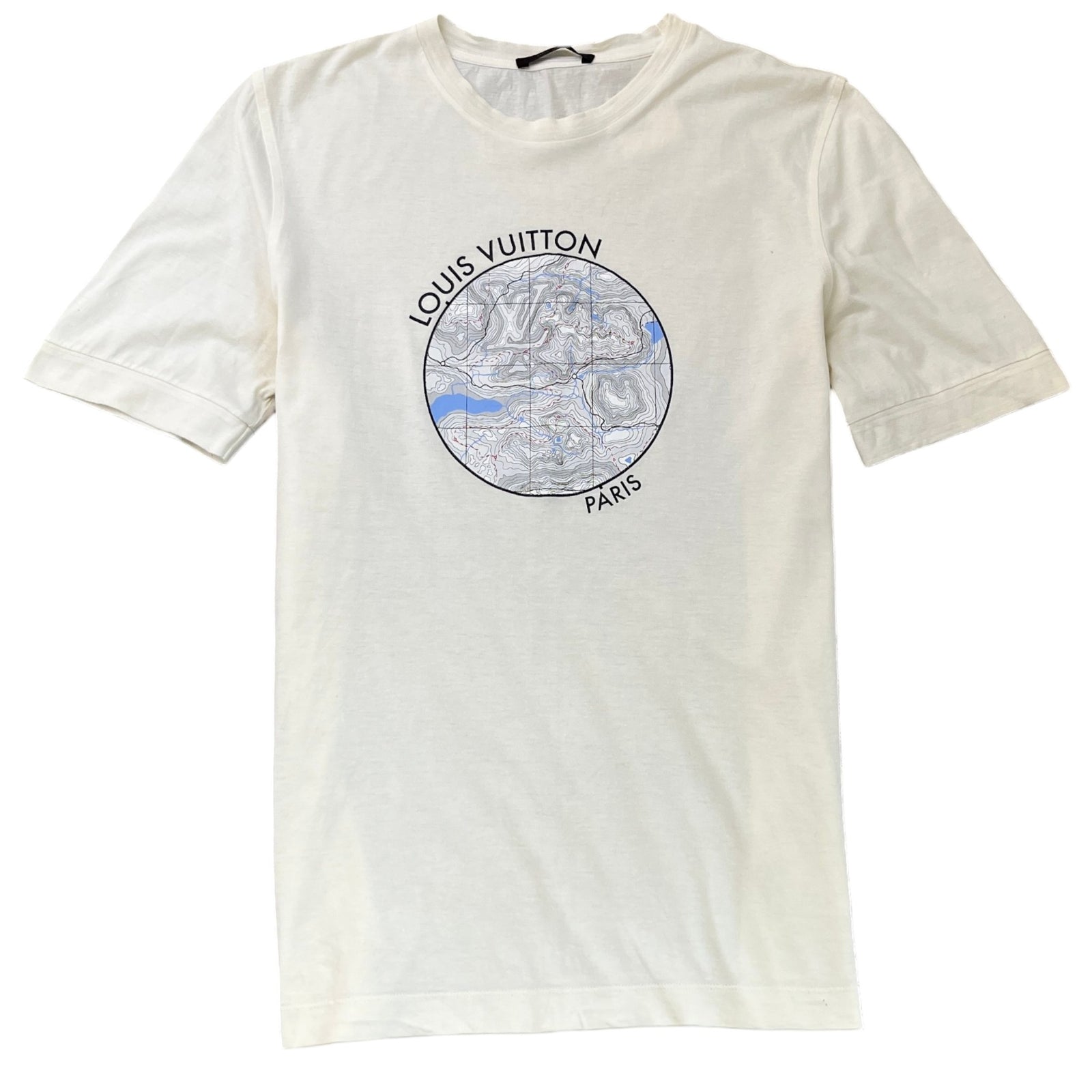 Men's Topographical T-Shirt White Size L - Photo 1