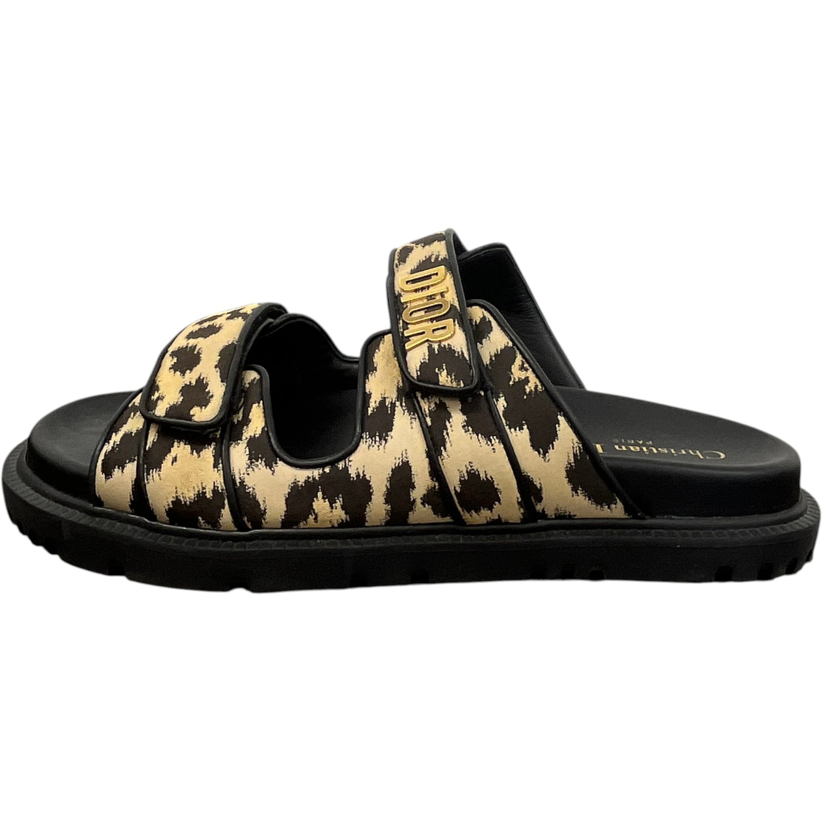 Women's DiorAct Lepoard Print Slides Black Size UK 8 / EU 41 - Photo 5