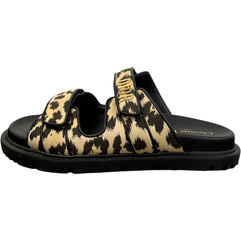 Women's DiorAct Lepoard Print Slides Black Size UK 8 / EU 41