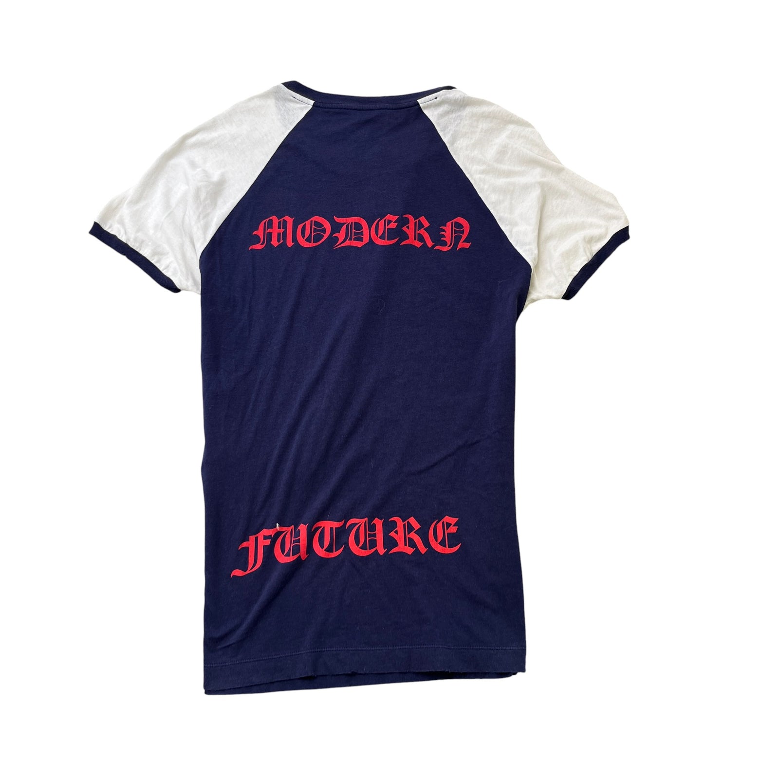 Men's Vintage Distressed Interlocking G T-Shirt Navy Size S - Photo 2