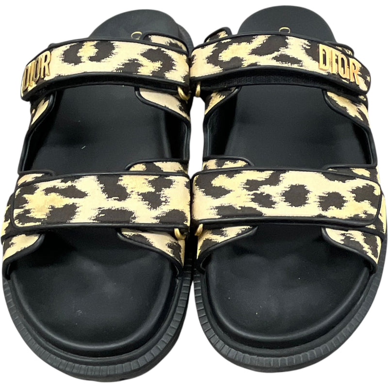 Women's DiorAct Lepoard Print Slides Black Size UK 8 / EU 41