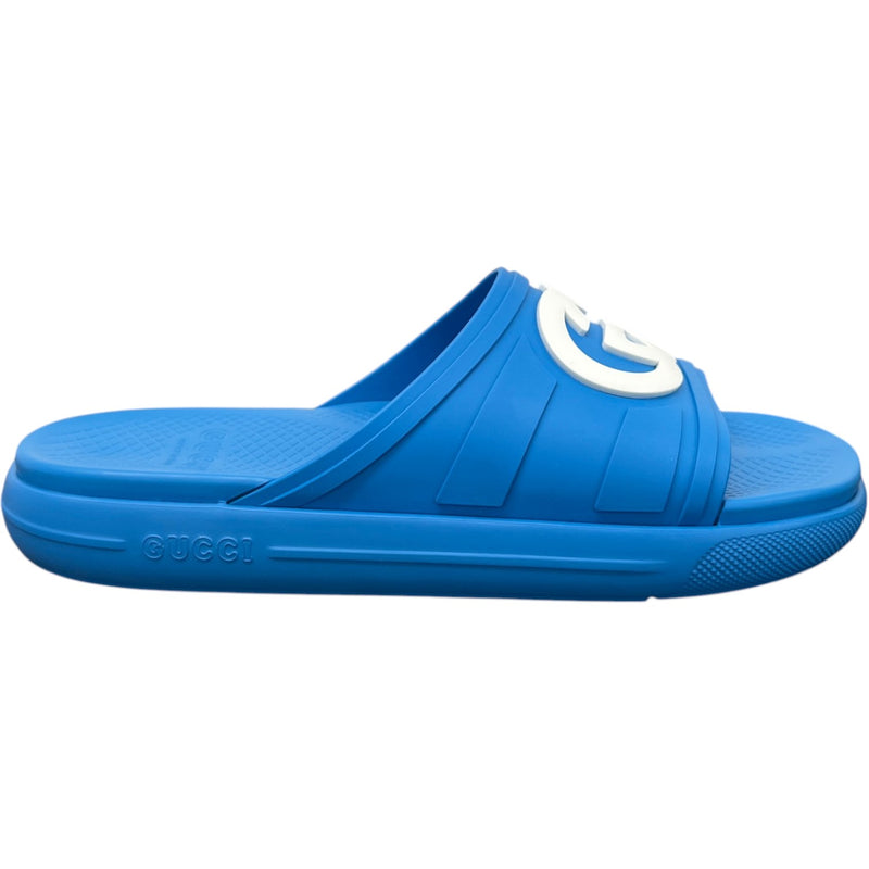Men's Interlocking G Slides Blue Size UK 9 / EU 43