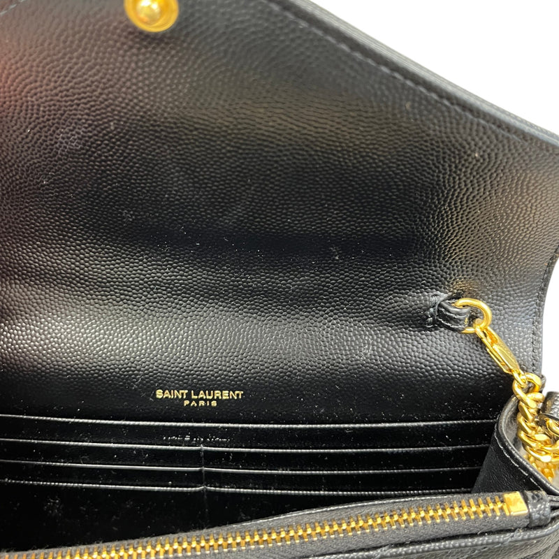 Women's Envelope Quilted Grain De Poudre Crossbody Bag Black