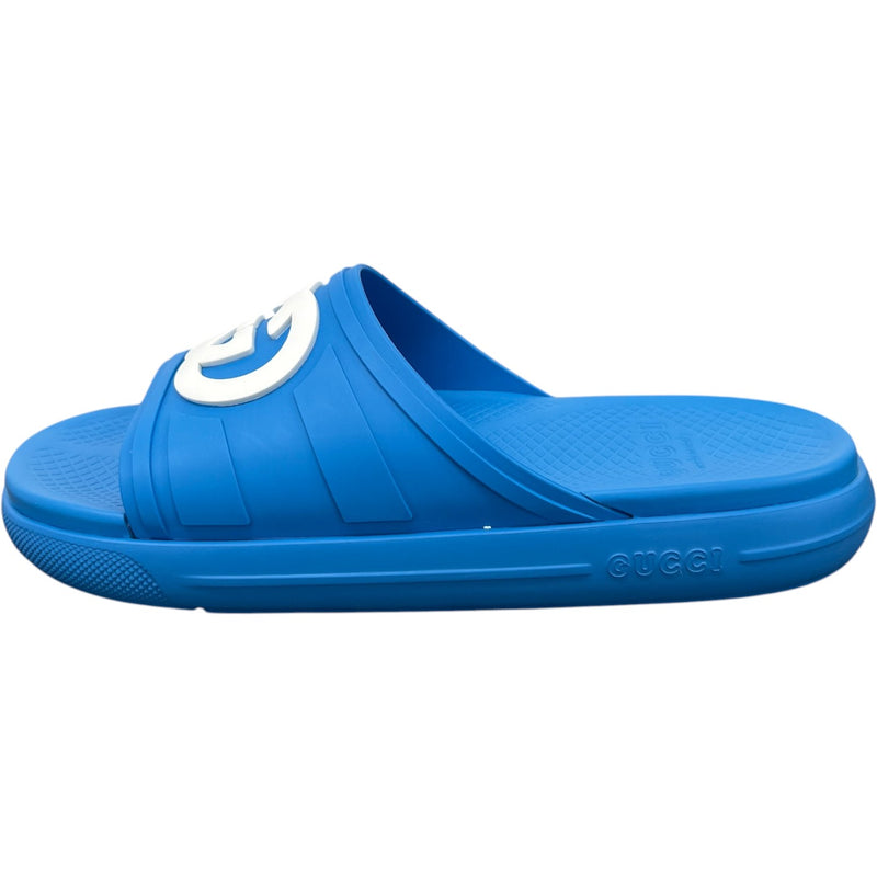 Men's Interlocking G Slides Blue Size UK 9 / EU 43