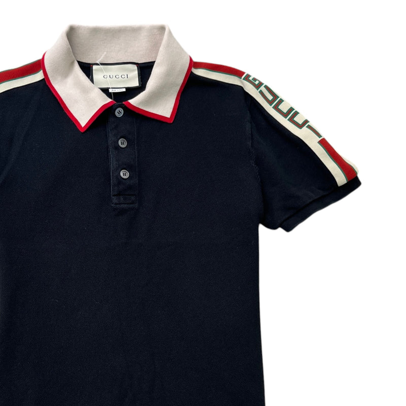 Men's Tape Logo Polo Shirt Black Size M