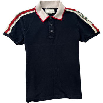 Men's Tape Logo Polo Shirt Black Size M