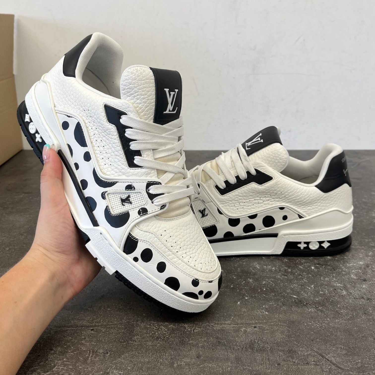 Men's Lv Yayoi Kusama Low Trainers White Size EU 41 / UK 7 - Photo 13