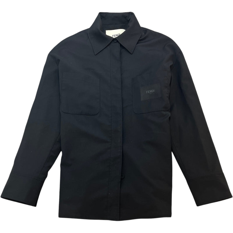 Women's Logo Patch Pocket OverShirt Black Size UK 6 / EU 34