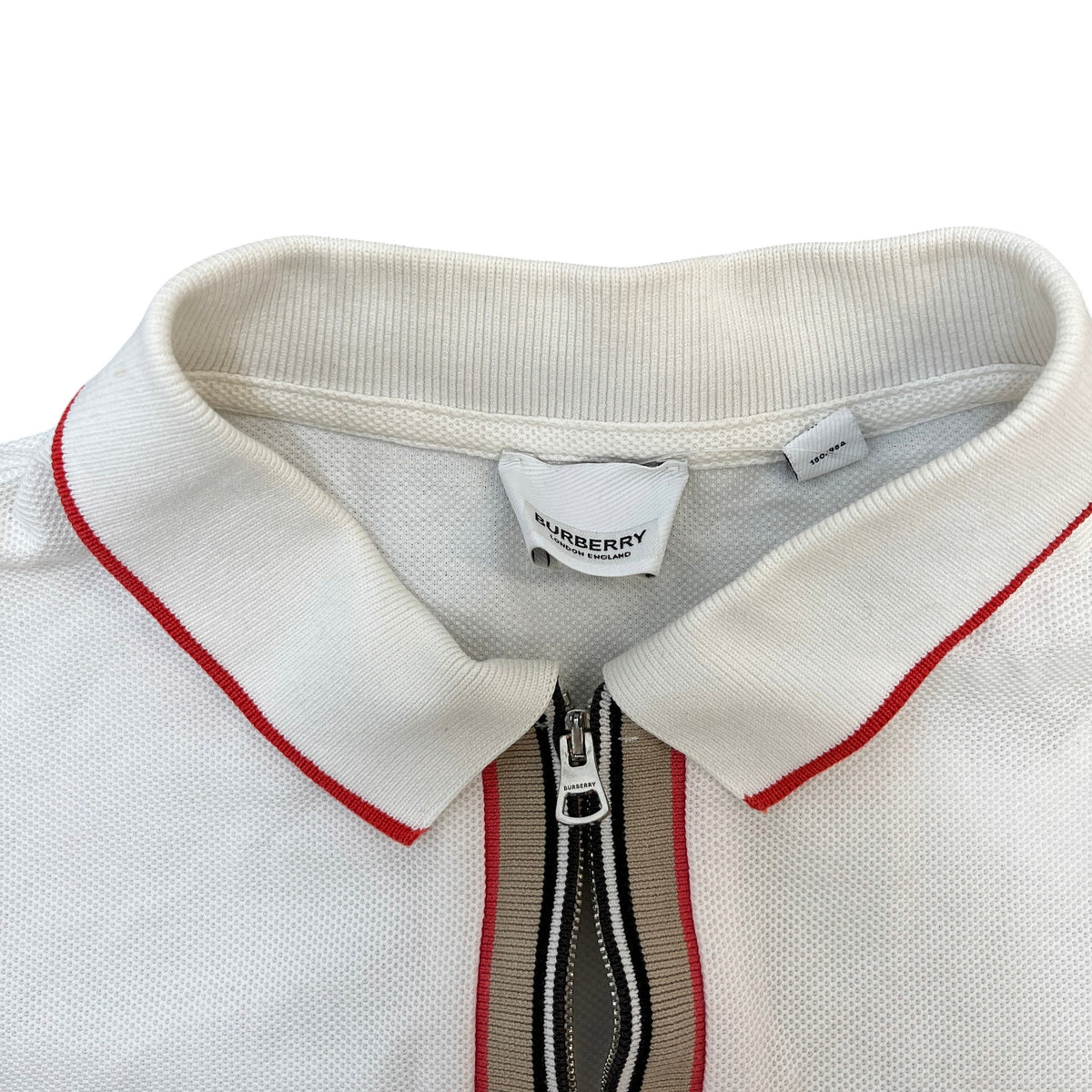 Men's Icon Stripe Zip Polo Shirt White Size M - Photo 5