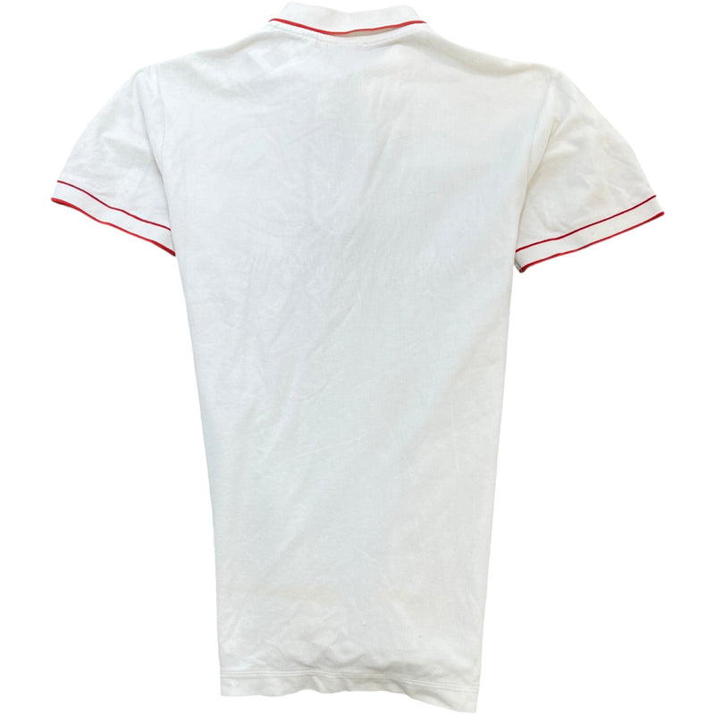 Men's Icon Stripe Zip Polo Shirt White Size M
