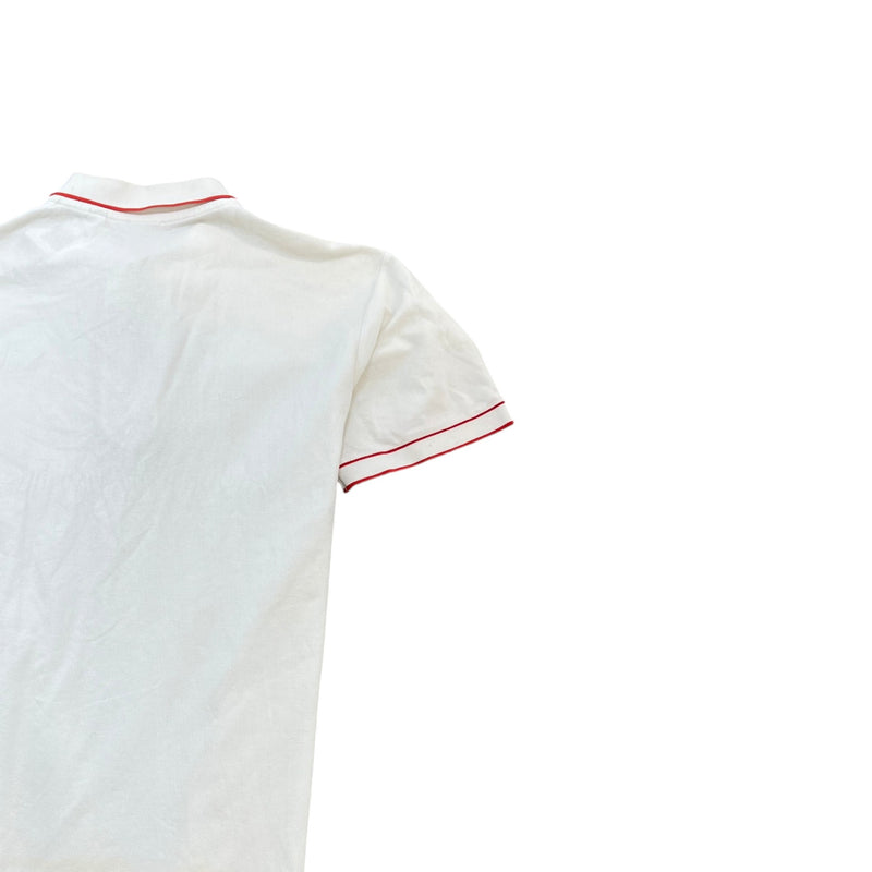 Men's Icon Stripe Zip Polo Shirt White Size M