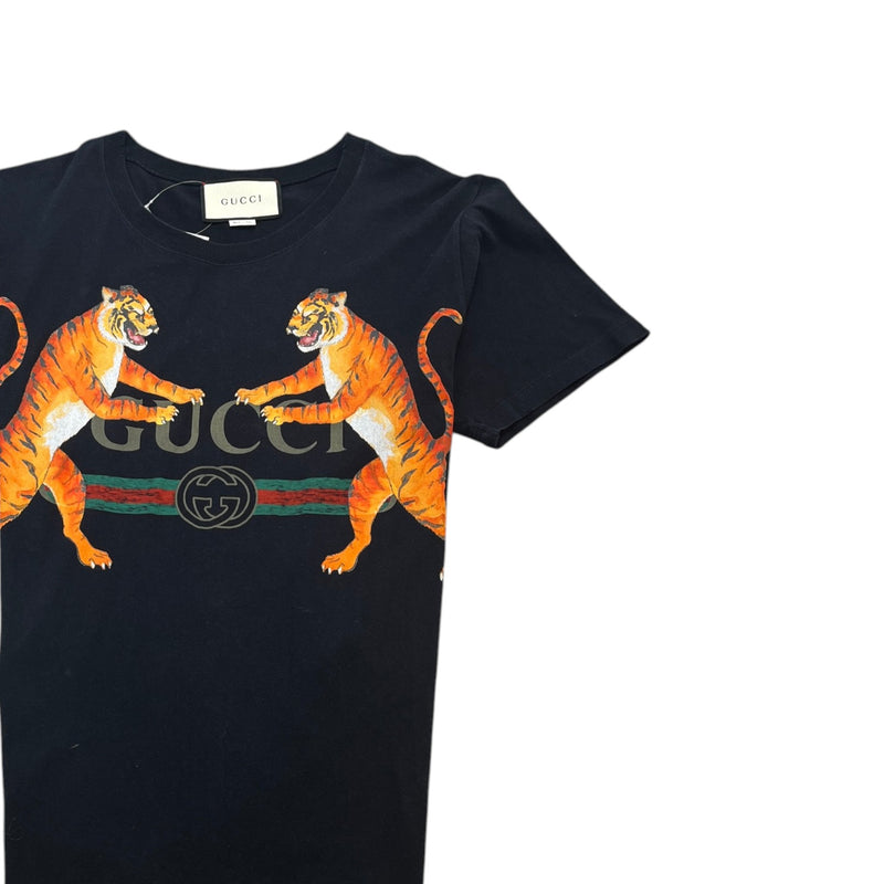 Men's Tiger Logo Print T-Shirt Black Size XS
