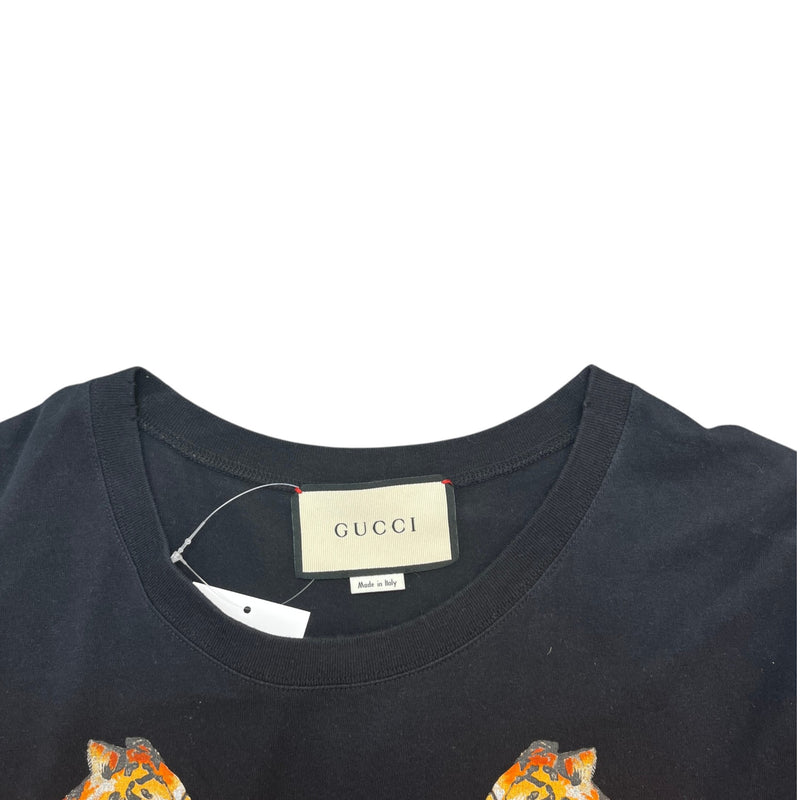 Men's Tiger Logo Print T-Shirt Black Size XS