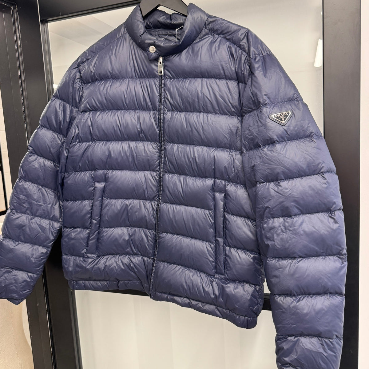 Men's Logo Print Down Jacket Navy Size XXL - Photo 8