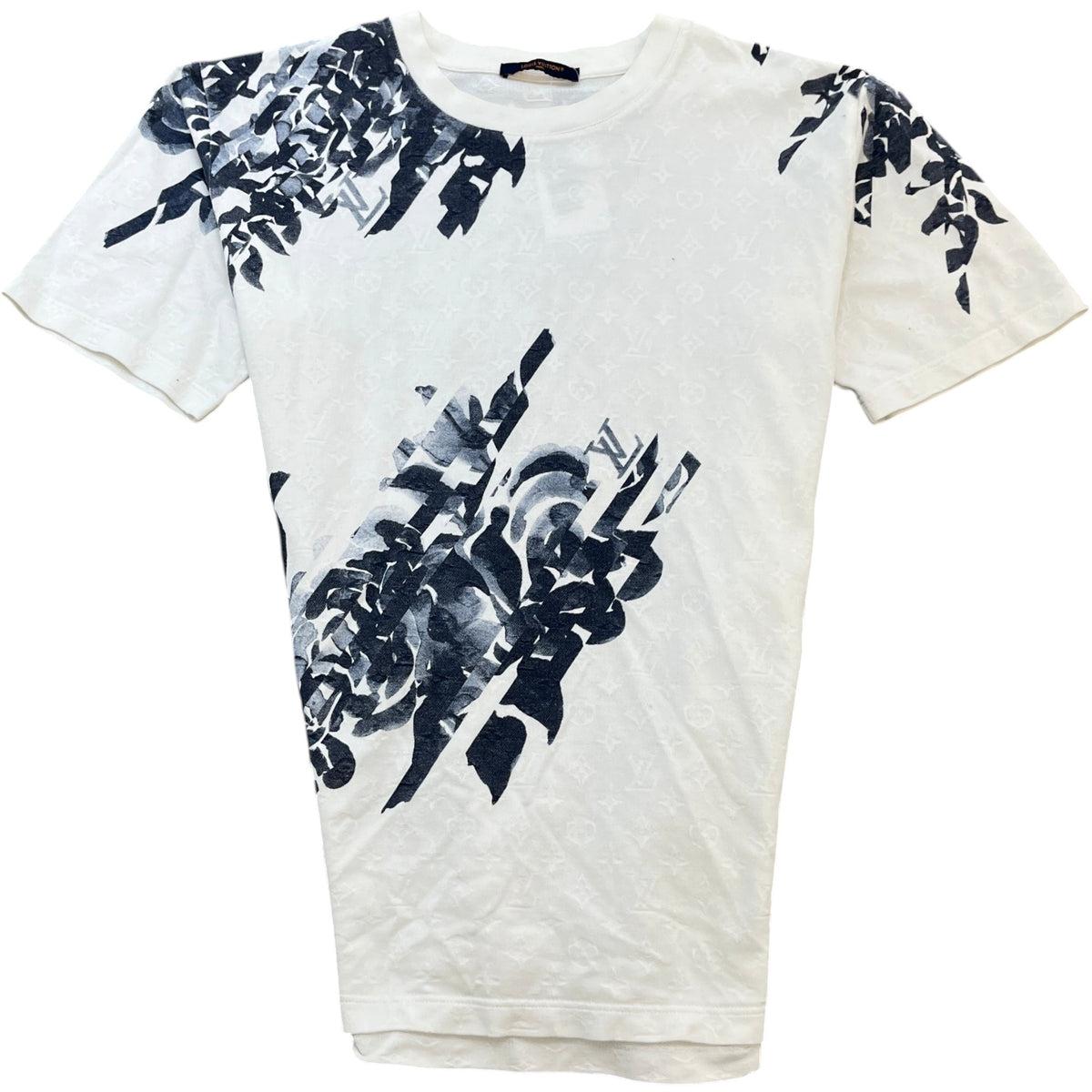 Men's Floral Print T-Shirt White Size XXL - Photo 1