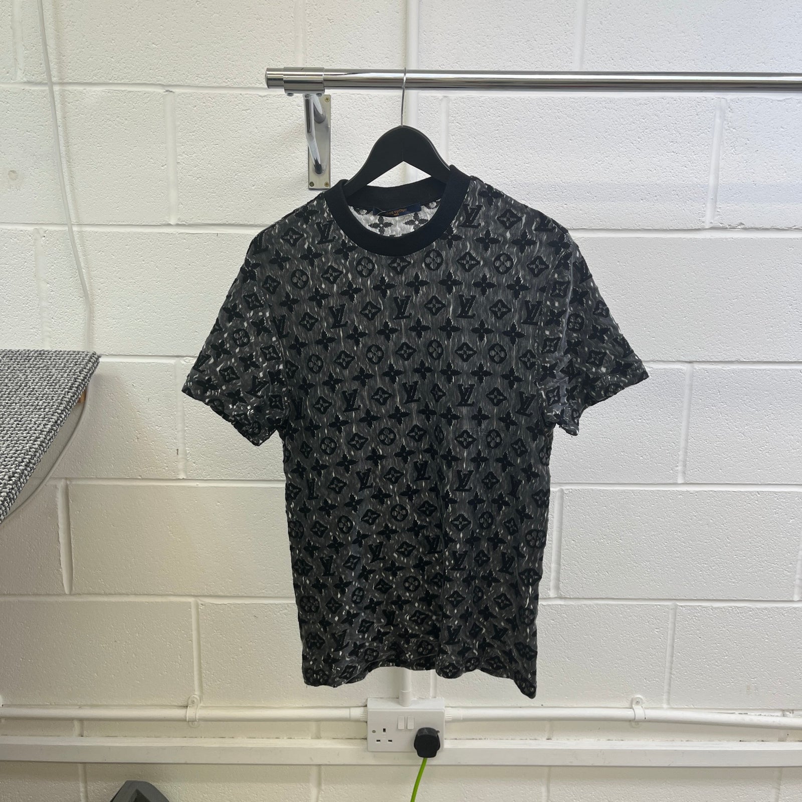 Men's Monogram Mesh T-Shirt Charcoal Size S - Photo 6