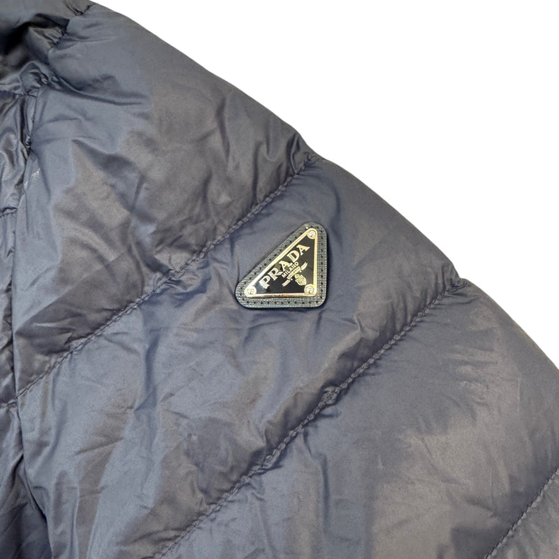 Men's Logo Print Down Jacket Navy Size XXL
