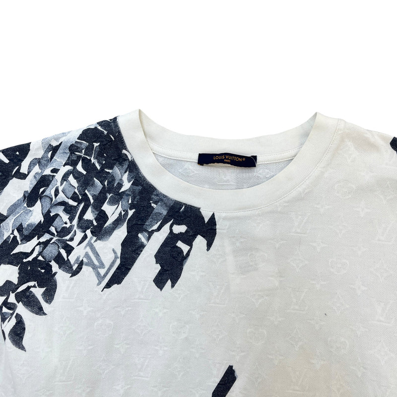 Men's Floral Print T-Shirt White Size XXL