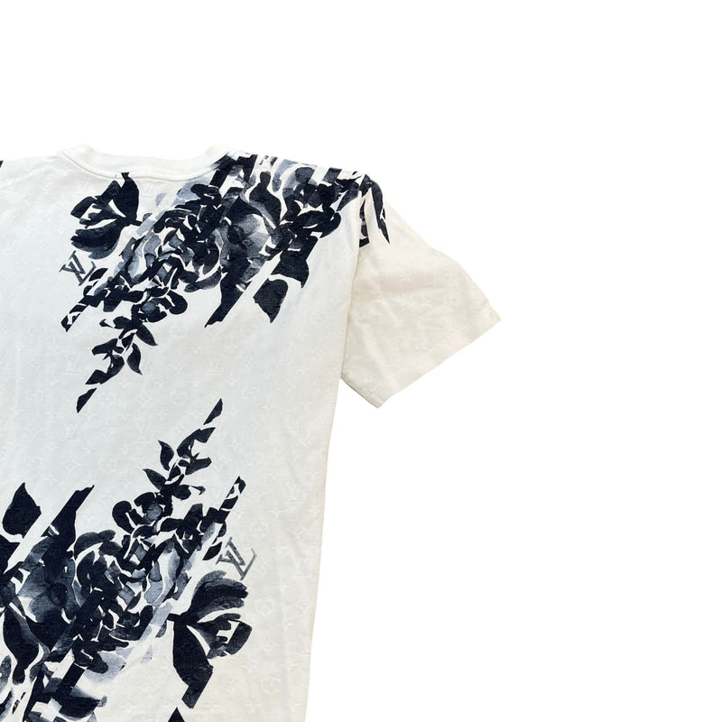 Men's Floral Print T-Shirt White Size XXL