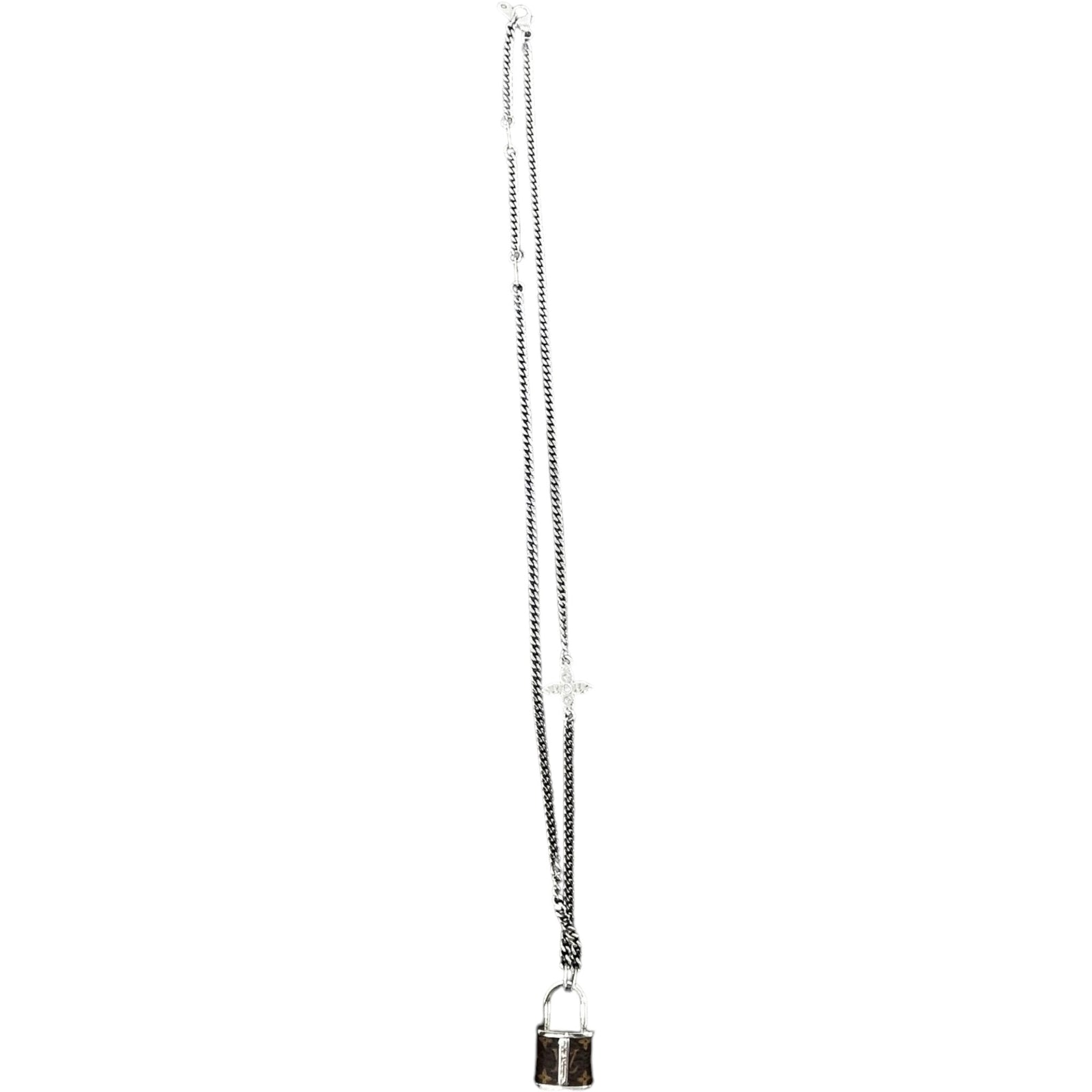 Men's Monogram Padlock Necklace Silver - Photo 1