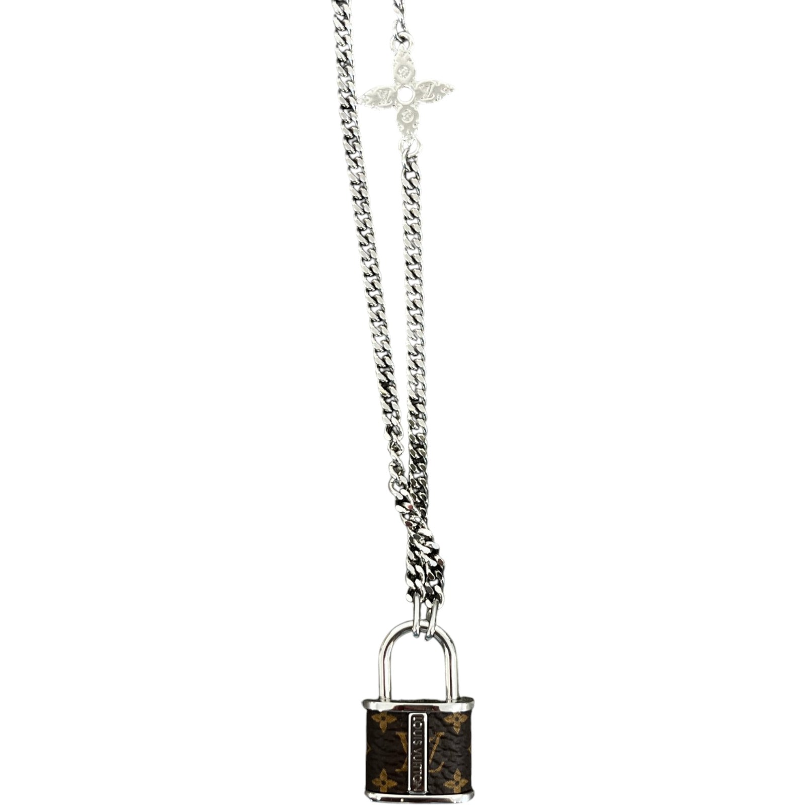 Men's Monogram Padlock Necklace Silver - Photo 3