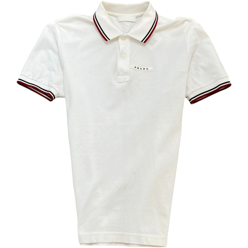 Men's Plaque Logo Polo Shirt White Size S