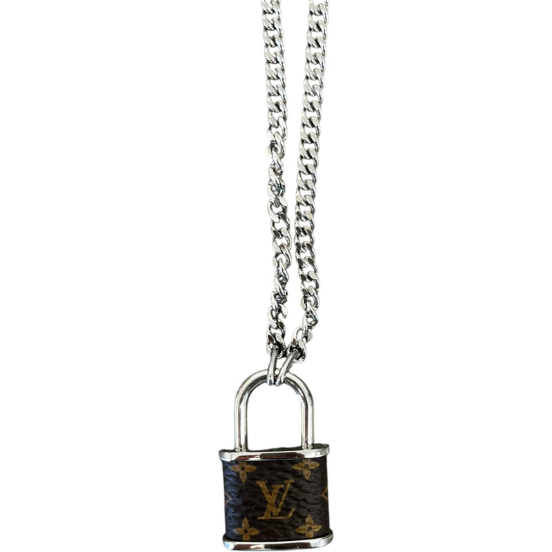 Men's Monogram Padlock Necklace Silver
