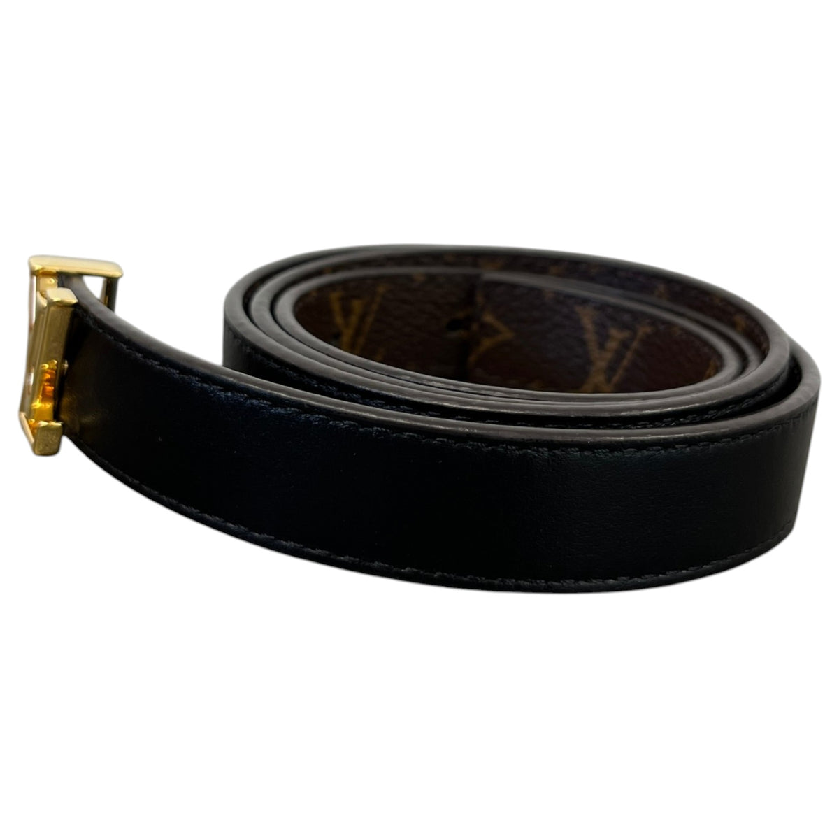 Women's Reversible LV Buckle Monogram Belt Black Size W30 - Photo 3