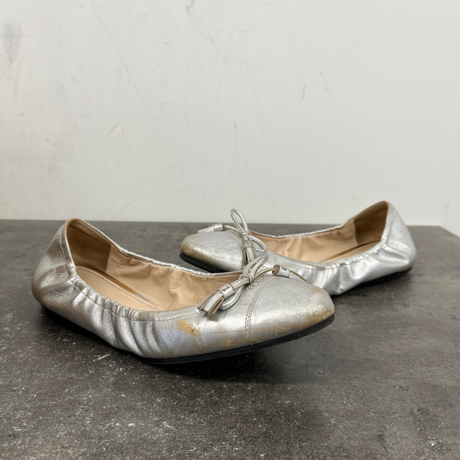 Women's Logo Ballet Flats Mules Silver Size EU 37 / UK 4 - Photo 12