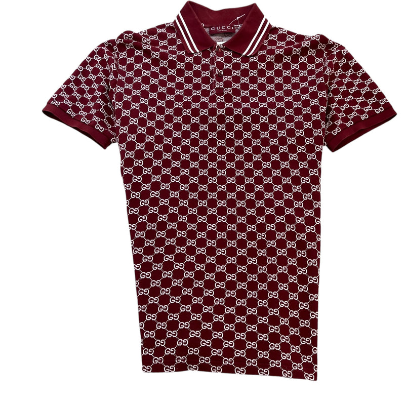 Men's GG Supreme Polo Shirt Burgundy Size XL