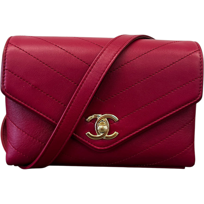 Women's Coco Chevron Flap Bag Red