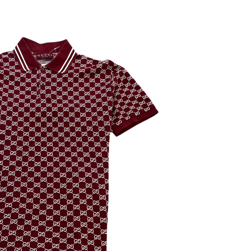Men's GG Supreme Polo Shirt Burgundy Size XL