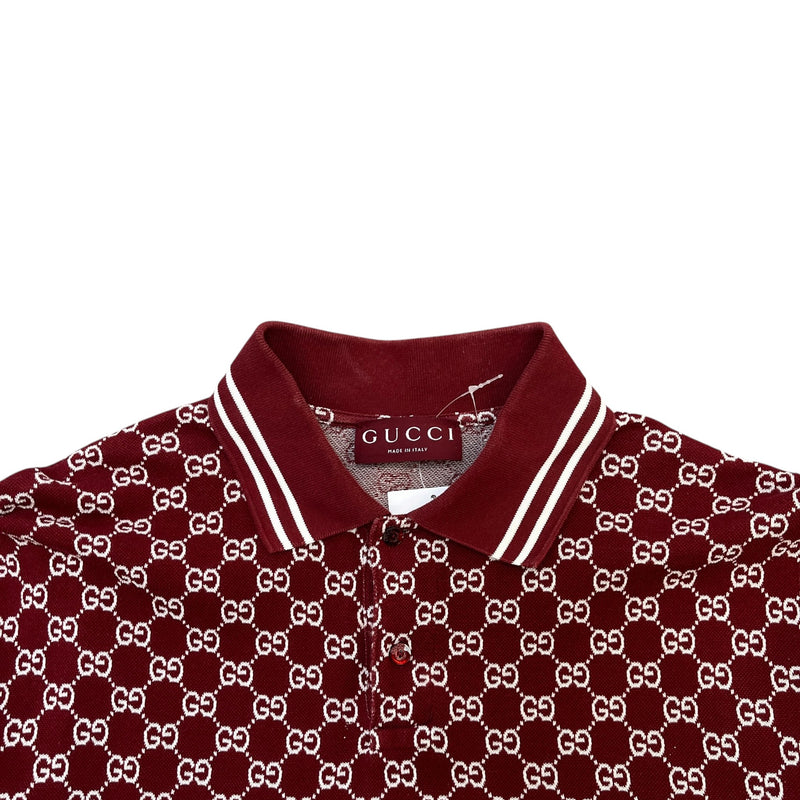 Men's GG Supreme Polo Shirt Burgundy Size XL