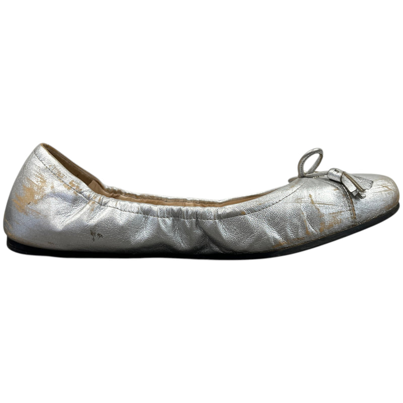 Women's Logo Ballet Flats Mules Silver Size EU 37 / UK 4
