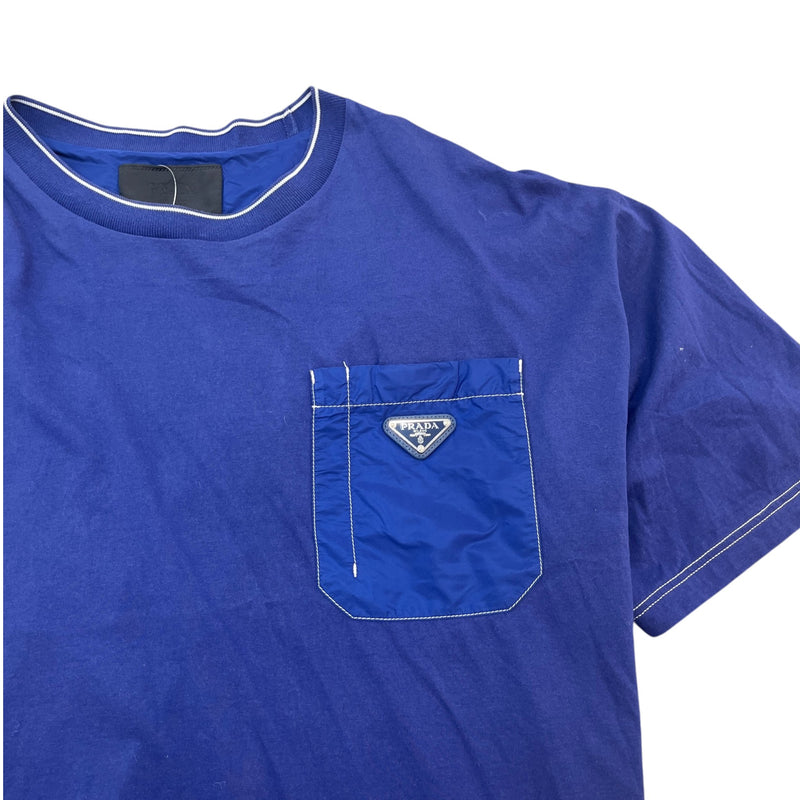 Men's Triangle Logo Nylon T-Shirt Blue Size L