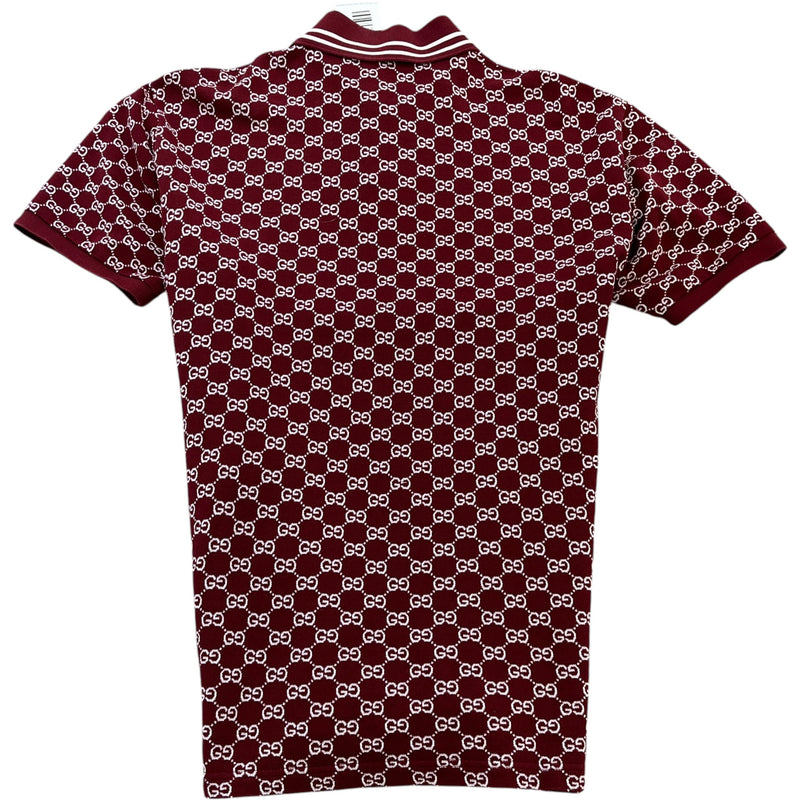 Men's GG Supreme Polo Shirt Burgundy Size XL