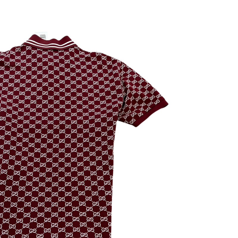 Men's GG Supreme Polo Shirt Burgundy Size XL