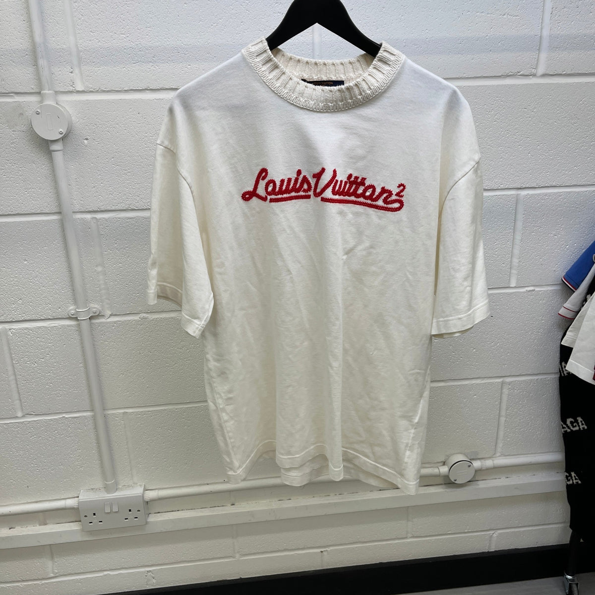 Men's Embroidered Logo T-Shirt White Size XL - Photo 8