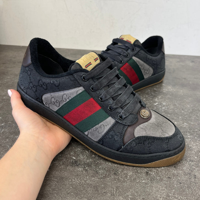 Men's Gg Supreme Screener Distressed Low Trainers Grey Size EU 41.5 / UK 7.5