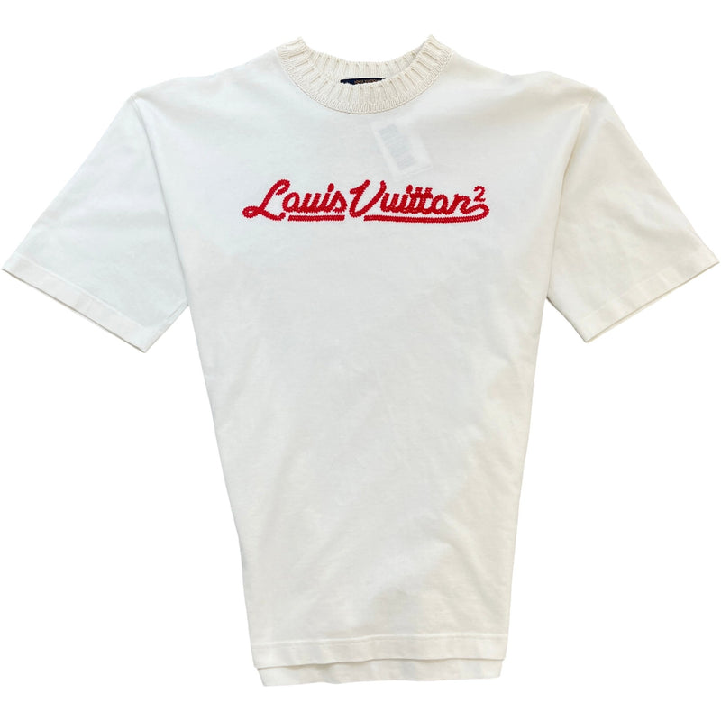 Men's Embroidered Logo T-Shirt White Size XL